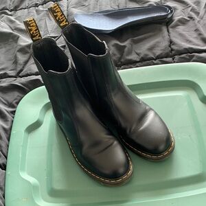 Dr. Martens Black Chelsea Boots with Yellow Stitching